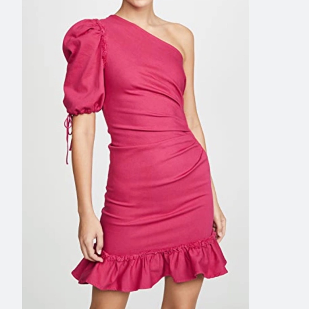 JONATHAN SIMKHAI  One Shoulder Denim Dress in Pink Size 8
